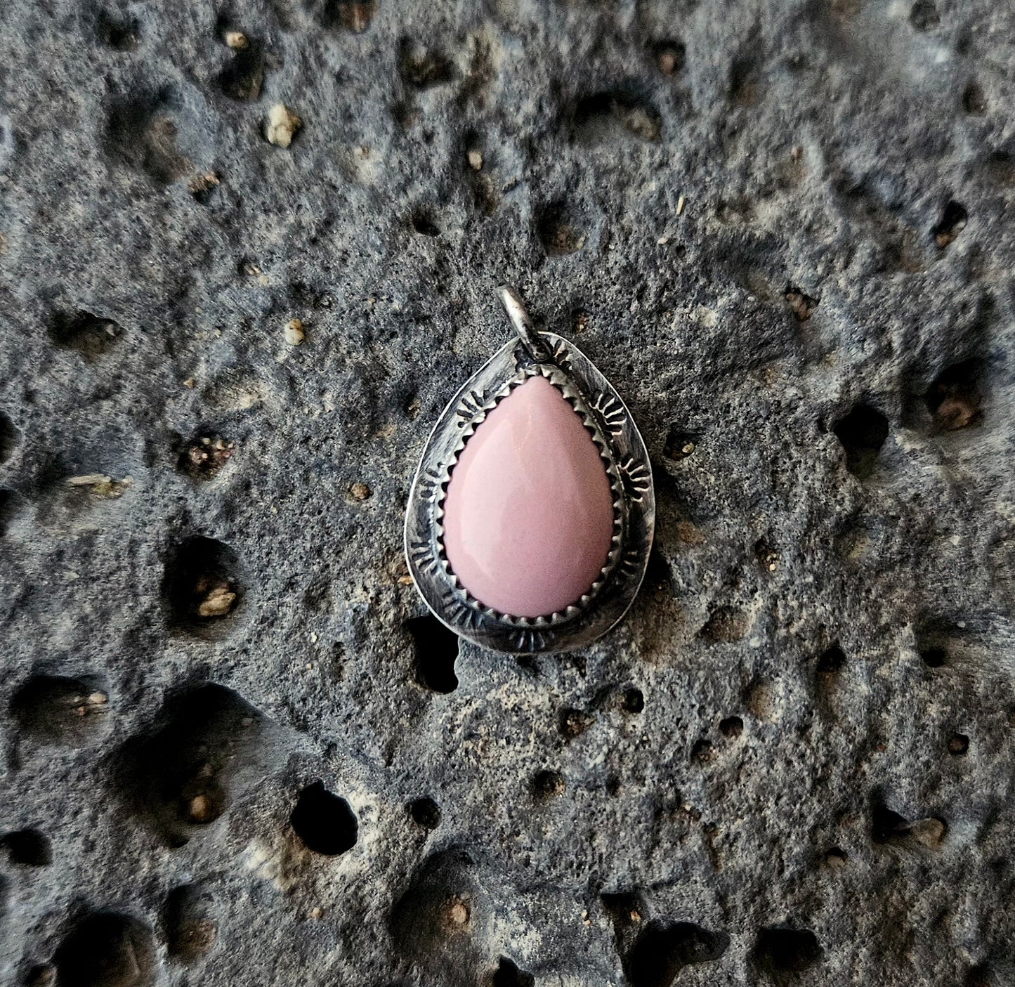 Peruvian Pink Opal and solid Sterling Silver necklace