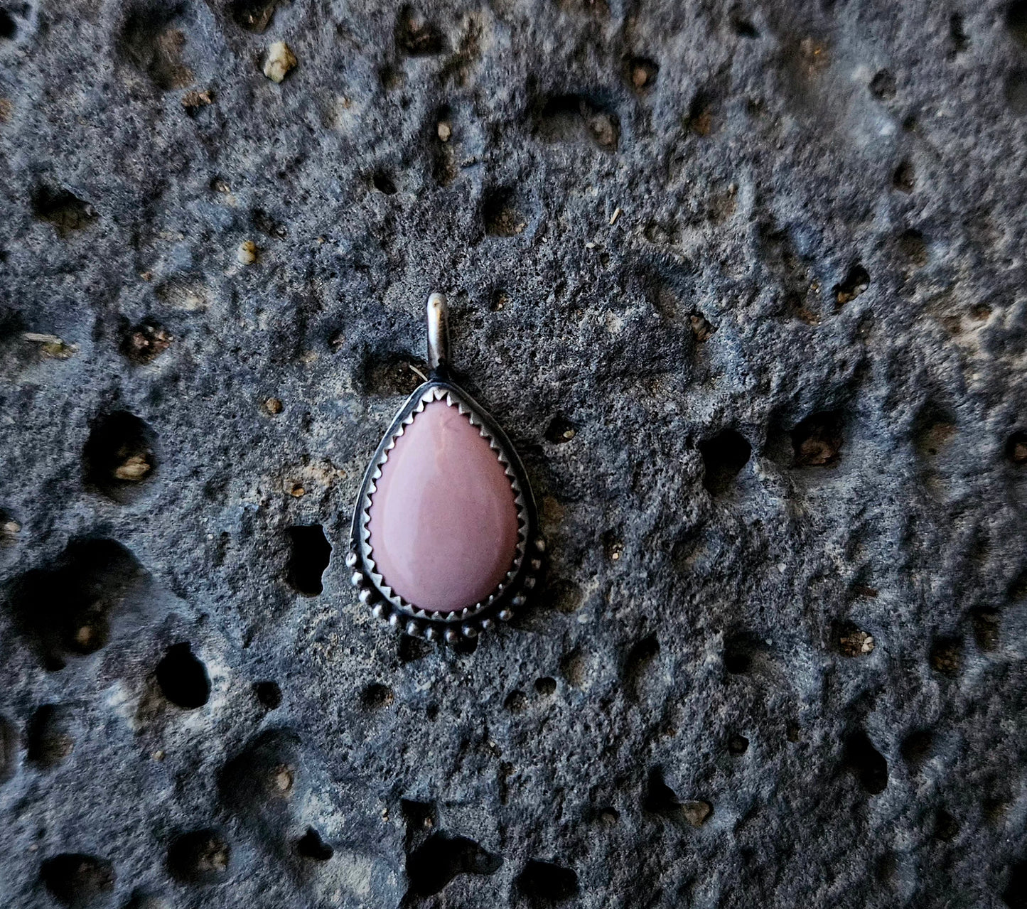 Peruvian Pink Opal and solid Sterling Silver necklace