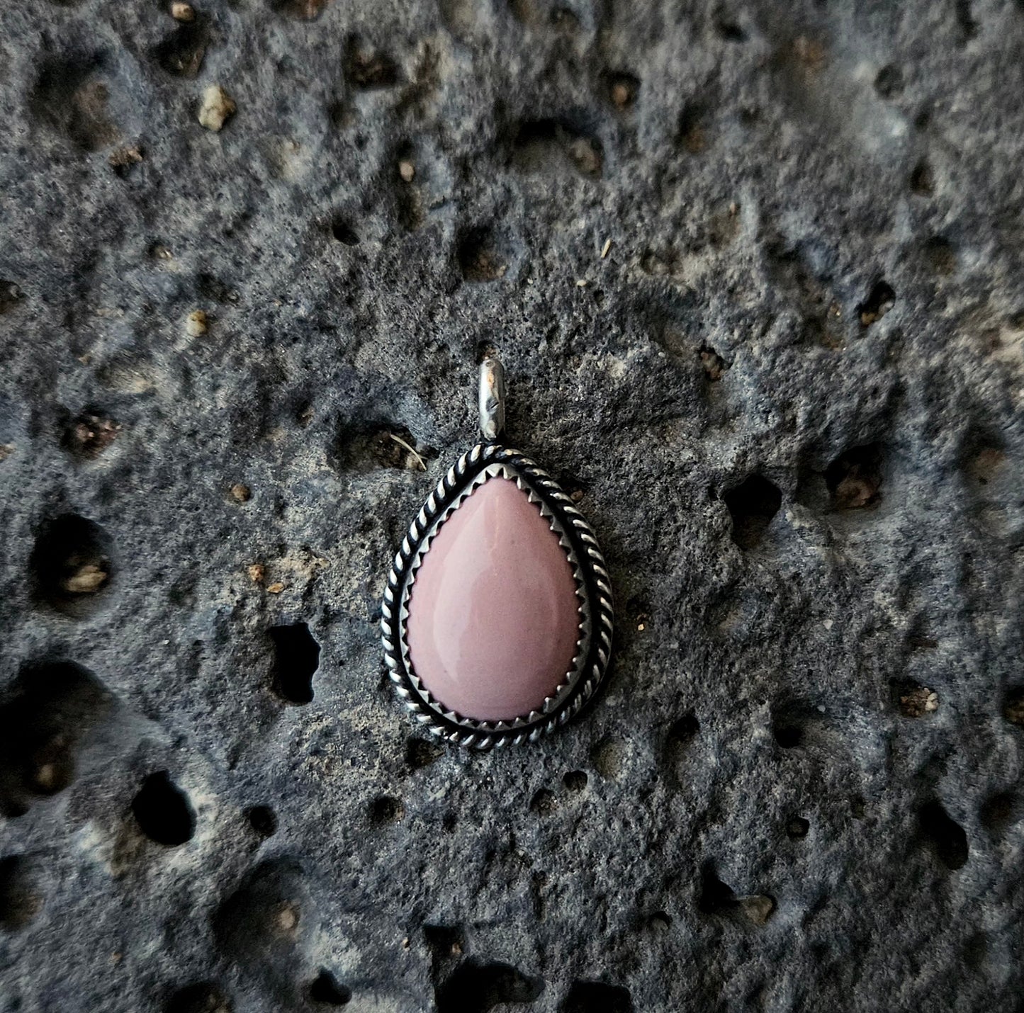 Peruvian Pink Opal and solid Sterling Silver necklace