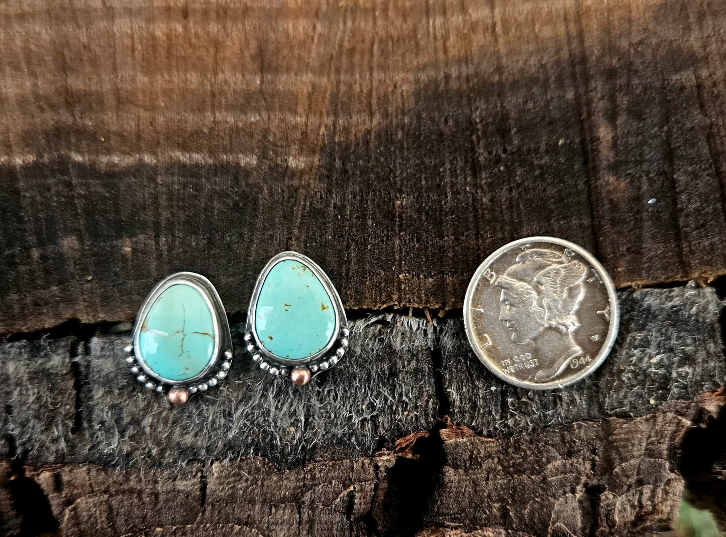 Sonoran Turquoise, Sterling Silver and Copper accent earrings