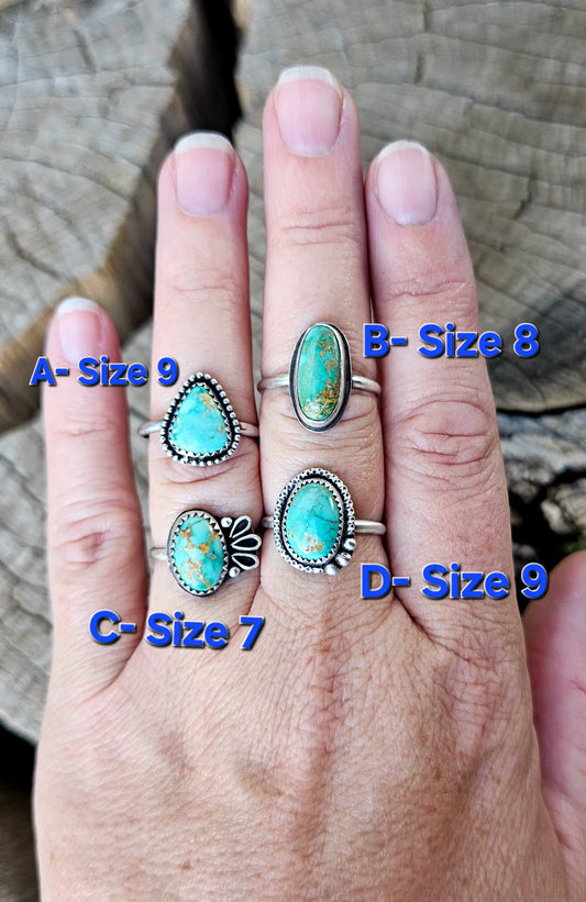 Turquoise and solid Sterling Silver unique ring