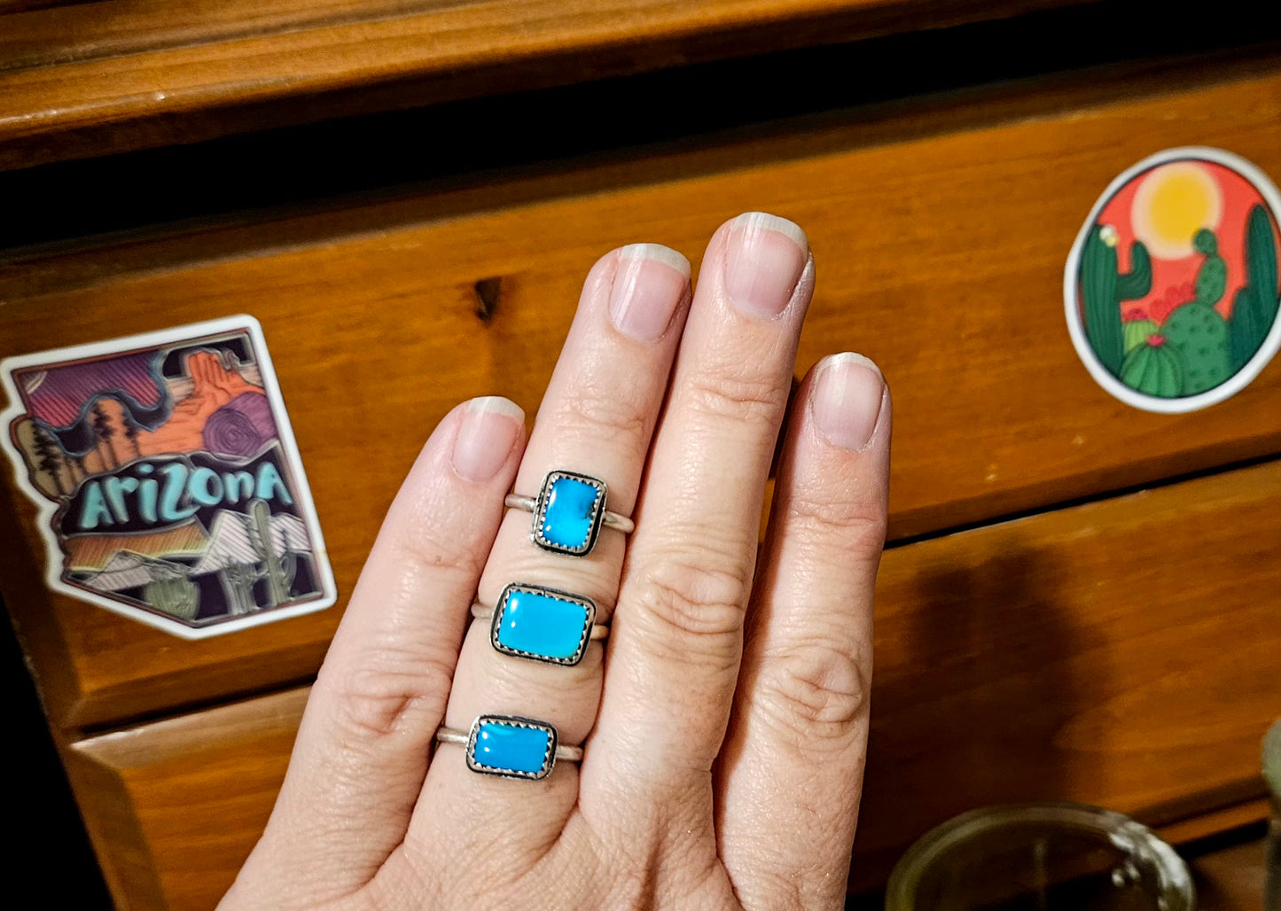 High grade Sleeping Beauty turquoise and solid Sterling Silver rings