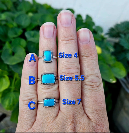High grade Sleeping Beauty turquoise and solid Sterling Silver rings